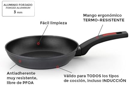 Pôr do sol | Conjunto de 2 panelas de 22-26 cm, alumínio forjado, antiaderente, com alça de baquelite, adequado para todos os tipos de cozinhas, incluindo indução