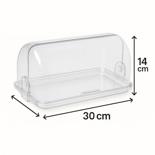 Porta Pão Acrílico 30 cm Basculante Premium – Grande, Resistente e Transparente com Tampa Abre e Fecha