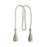 ZOONAI Wood Bead Garland with Tassels Rustic