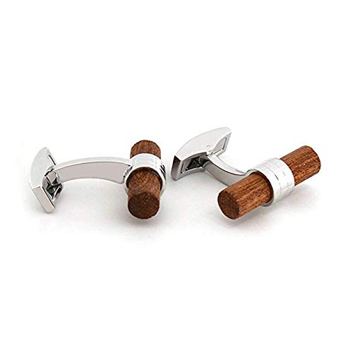 Merit Ocean Natural Wood Cufflinks Men's Wooden Cuff Links Wedding Business with gift box - Thumbnail 2