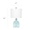 Elegant Designs LT3335-CBL Textured Glass Table Lamp, Clear Blue/White