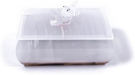 Clear White Marble Jewelry Box with 2 Birds Lid