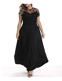 Vestido de fiesta formal de encaje de manga corta para mujer de Urchics Vestido de fiesta formal de talla grande