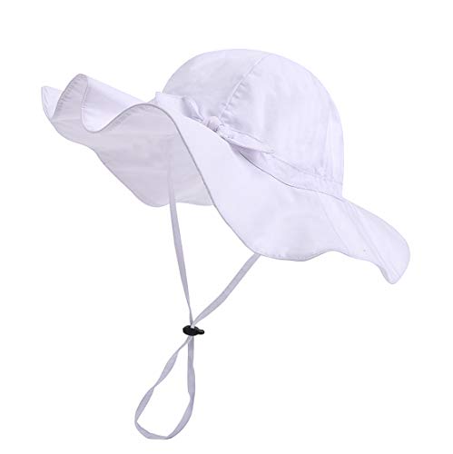 Baby Girl Sun Hat with UPF 50+ Outdoor Adjustable Beach Hat with Wide Brim Bucket Hats