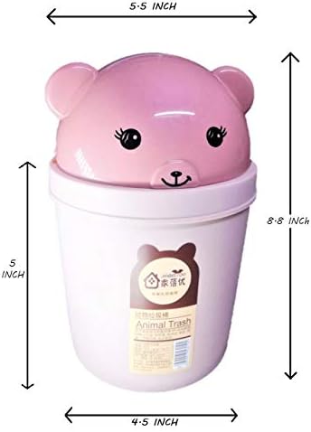 Tallin Mini Desktop Trash Bin Can Holder Dustbin with Lid Rubbish Storage for Home, Office, Car, Potable(5.5 x 8.8 Inch_Multicolor)