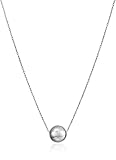 14k White Gold Bead Pendant Necklace, 18