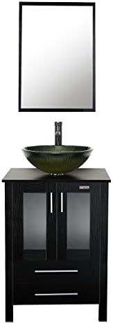 Amazon Com Eclife 24 Modern Bathroom Vanity And Sink Combo Stand Cabinet And Round Green Glass Vessel Sink And 1 5 Gpm Bathroom Brass Faucet And Brass Pop Up Drain Mounting Ring A12b2