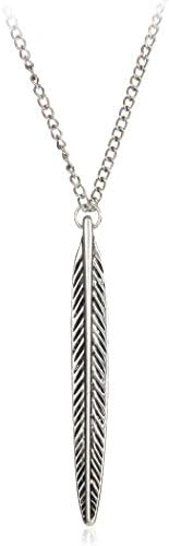 Simple Gold Silver Plated Long Chain Thin Leaves Feather Pendant Neckalce Jewelry (Silver)