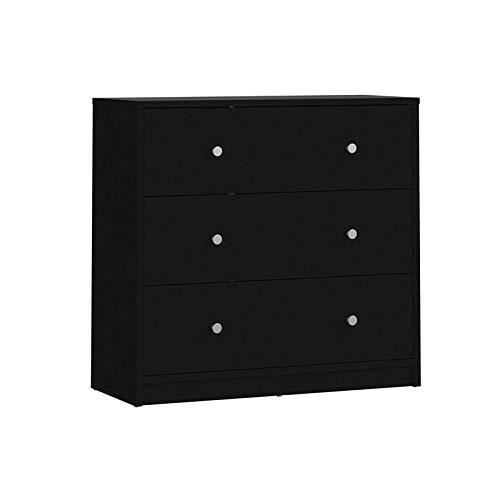 Pemberly Row Contemporary 3 Drawer Chest Dresser in Black Pricepulse