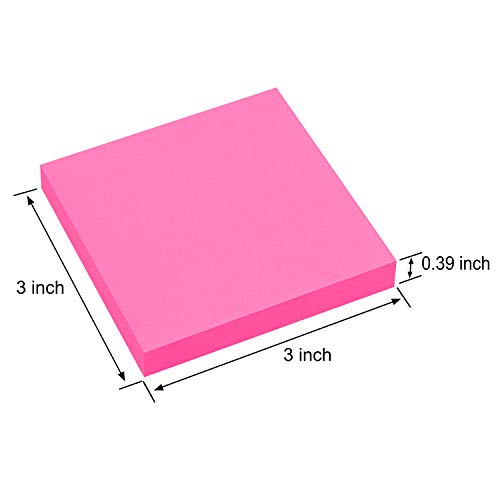 ZCZN Pop-up Sticky Notes 3 x 3 Inches, 4 Pads Assorted Color Self-Stick Notes, 100 Sheets/Pad, (Rose Red, Orange, Yellow, Blue)