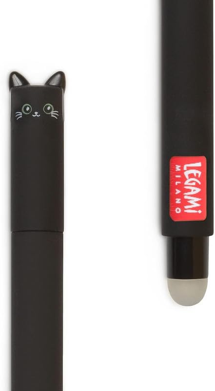 Legami Set mit 7 radierbaren Gelstiften mit thermoempfindlicher Radiertinte, verschiedene Tintenfarben und Schaftdesigns, 0,7 mm Spitze, Designs: Katze, Biene, Corgi, Giraffe, Panda, Hai, Nilpferd 3