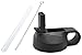 32oz Black wide mouth straw lid w/ silicone straw + straw brush for Hydro Flask & Takeya bottles (Black, 32oz)