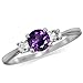 Petite Natural African Amethyst & White Topaz 925 Sterling Silver Ring