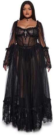 dance with death maxi dress Amazon.com: Dolls Kill Dance with Death Maxi Dress by Widow - Sheer Mesh Dress with Boned Bodice and Flared Sleeves, Perfect for Whimsy Goth Fashion