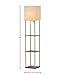 Amazon Brand – Rivet Olive 4 Wood Shelf Standing Floor Lamp With Light Bulb and USB Charging Station - 11.8 x 11.8 x 62 Inches, Antique Brass