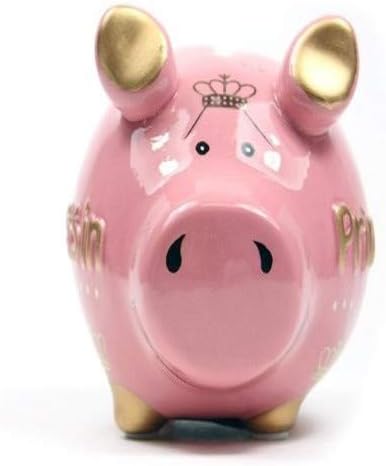Piggy Bank - Princess - Small Pig 12.5 cm - flower, Gold,pink - Image 3