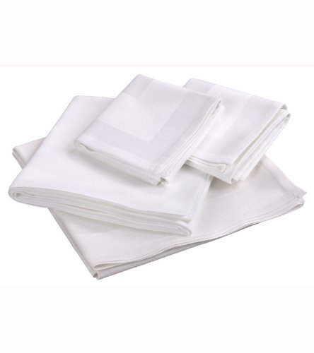 fleuresse 9820 Coloured 1000 Damask Napkins with a Satin Band 50 x 50 cm White