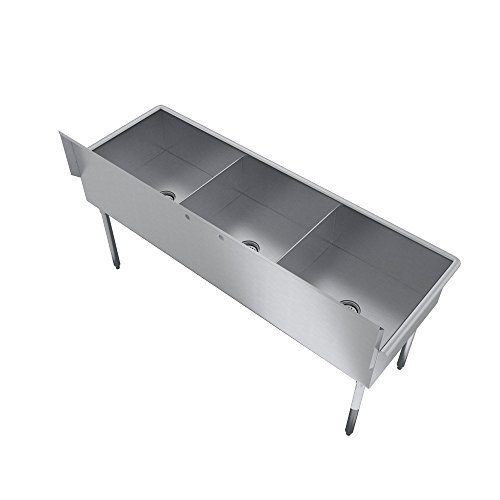Elkay 3 Compartment Professional Grade Commercial Kitchen Stainless Steel Sink, 18"W x 21"L x 12"D - Thumbnail 5