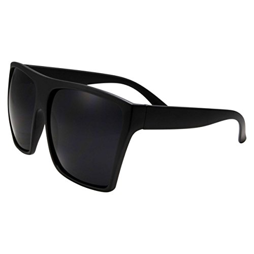 grinderPUNCH All Black Limo Dark Rectangular Flat Top Mob Oversized Sunglasses