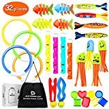 Kppalex Underwater Swim Pool Diving Toys - 30 Pcs Summer Swimming Dive Toy Sets - Water Rings,Sticks,Octopus,Torpedo Bandits,Fish & Balls for Kids