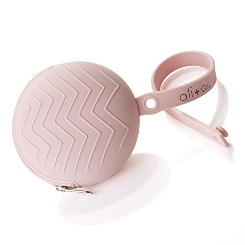 Ali+Oli Pacifier Holder Case (Pink) BPA Free Silicone Keeps Soothies & Binkie Holders Clean - Attaches to Strollers & Diaper Bags (Pacifier-Clip Included)