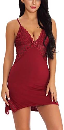Beautysail Women Lingerie, Sexy Chemise Slip Dress Lace Sleepwear Babydoll Dress