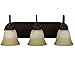 Three Globe Bathroom Vanity Light Bar Bath Fixture, Oil Rubbed Bronze with Frosted Glass and Tinted Highlights