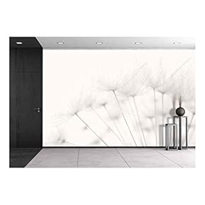 Dandelion and Seeds, Colored Black and White Photo - Removable Wall Mural | Self-Adhesive Large Wallpaper - 66x96 inches