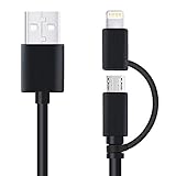 2 in 1 Lightning and Micro USB Charging Cable, 3 Feet Dual Connector Sync and Charge Cable for Apple/Samsung/Android/Windows Device