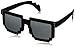 Classic Iconic Retro Classic Style Half Frame Horn Rimmed Sunglasses (Black-Pixelated, Black)