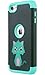 ULAK iPod Touch 7th Generation Case, iPod Touch 6 Case, Heavy Duty Shockproof High Impact Protective Case with Dual Layer Soft Silicone + Hard PC for Apple iPod Touch 7/6/5, Mint Green Cat