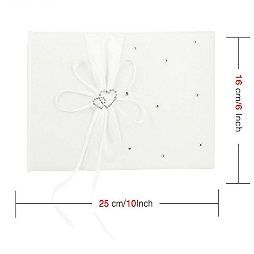 Youzpin 4Pcs Romantic Wedding Ceremony Party Favor Sets, Rhinestone Stain Ribbon Wedding Ring Pillow+ Girls Flower Basket +Guest Book + Pen for Elegant Wedding Party