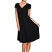 Sue&Joe Women's Fit and Flare Dress V-neck Ruched Flowy Pleated Cap Sleeve Dress, Black, Tagsize2XL=USsize14