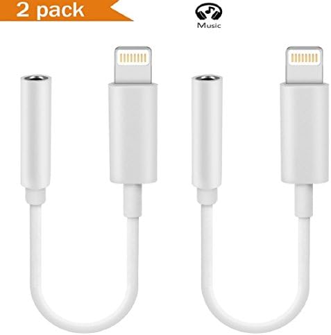 iphone connector adapter [2-Pack],moson Lightning Connector to 3.5mm Headphone Earphone Extender Jack Adapter Convenient and Suitable for iPhone 6/6s/7/7 Plus (White)