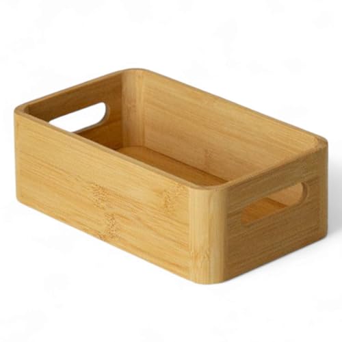 Caixa Organizadora de Bambu com Alças, 24x13x7,6 cm, Natural