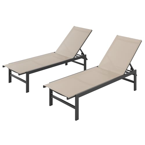 Vexwalx Pool Lounge Chairs Set of 2, Aluminum Lounge Chair Outdoor with