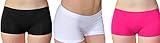 Short Fitted Stretch Tight Yoga Running Bike Exercise Shorts Underwear_Packof Black_White_Pink