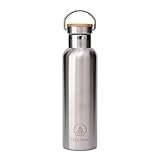 Tree Tribe Stainless Steel Water Bottle - Indestructible, Insulated, Eco Friendly, 100% Leak Proof, BPA Free No Plastic, Double Wall Thermos Technology for Hot and Cold Drinks, Wide Mouth, Bamboo Cap
