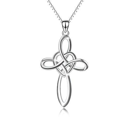 VONALA 925 Sterling Silver Celtic Knot Silver Cross Necklace Infinity Love Pendant Jewellery โ image 1