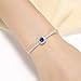 Caperci Adjustable Sterling Silver Cushion Blue Sapphire Jewelry Bolo Bracelet for Women