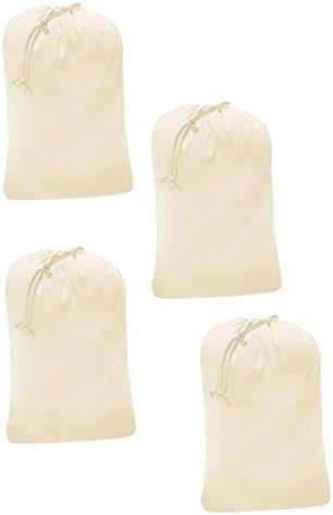 Sweet Home Creations Heavy duty cotton Canvas Laundry Bag, Natural cotton Laundry Bags Set of 4, Size 24" x 36"