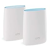 NETGEAR Orbi Tri-band Whole Home Mesh WiFi System with 3Gbps Speed (RBK50) - Router & Extender replacement covers up to 5,000 sq. ft., 2-pack includes 1 router & 1 satellite