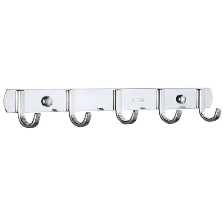 Spotact OTP239 Stainless Steel Coat Rack Heavy Duty Wall Mounted Towel Hanger Modern Metal Clothes Hooks for Entryway Hallway Kitchen Bathroom Bedroom (Flat, 5 Hooks)