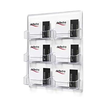 deflect-o 70601 6-Pocket Clear Plastic Wall Mount Business Card Holder, 8-3/8w x 1-1/2d x 9-3/4h