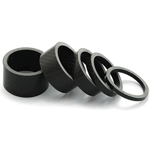 HJ Garden 5pcs 28.6mm(1-1/8 inch) Bicycle Carbon Fiber Headset Spacer Kit for MTB Road Bike 3/5/10/15/20 mm 5 Sizes