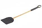 Fly Swatter Heavy Duty Old Fashioned - Best Protection from Annoying Flies - Hand Made Geniune Leather Fly Swatter with Bamboo Handle and Leather Spiral Hand Holder (Brown)