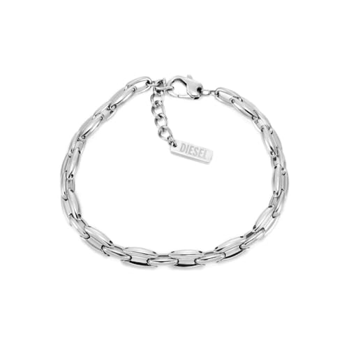Bracciale da uomo in acciaio inossidabile con chiusura a moschettone o a scorrimento, Grigio acciaio
