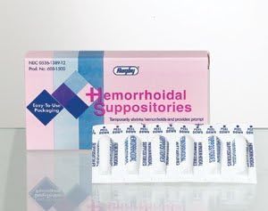 (12 PACK) Hemorrhoidal Pain Relief Suppositories (Generic For Preparation H) Suppositories 12 ct Per Box Pack of 12 Boxes Total 144 ct. by RUGBY LABORATORIES