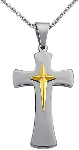 Hanessa Neck Chain Cross Stainless Steel Men Jewelry Silver and Gold Gift Man Jesus chr.