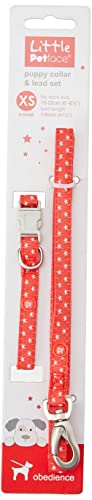 Little Petface Puppy Collar/Lead Set, X-Small, Grey Stars